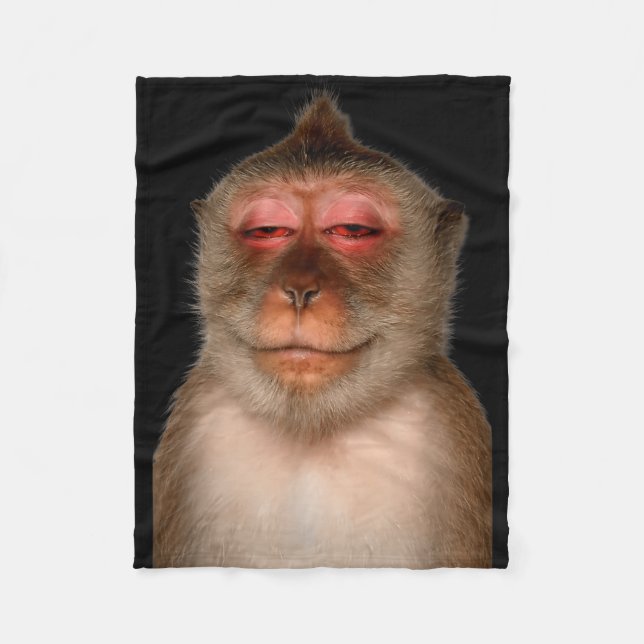 Funny sleepy monkey tired monkey meme primate  fleece blanket (Front)