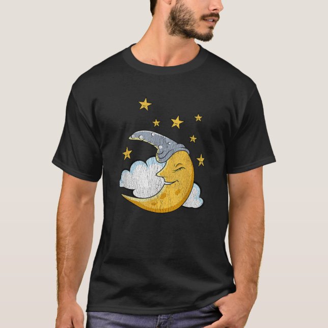 Funny Sleepy Moon Stars Cloud Pjs pyjamas Sleeping T-Shirt (Front)
