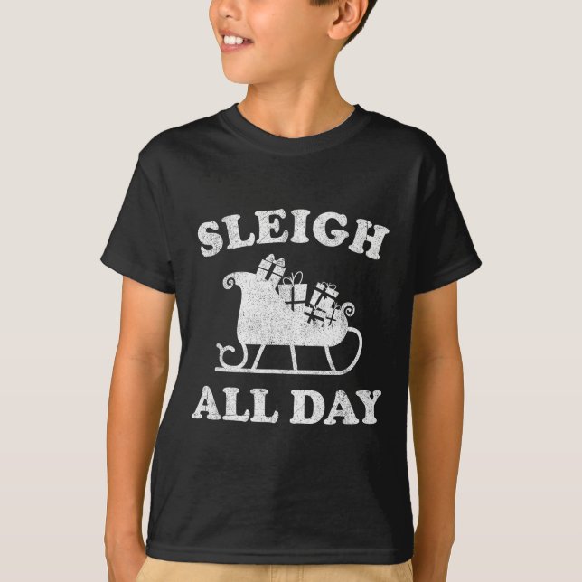 Funny Sleigh All Day Christmas In July Retro Vinta T-Shirt (Front)
