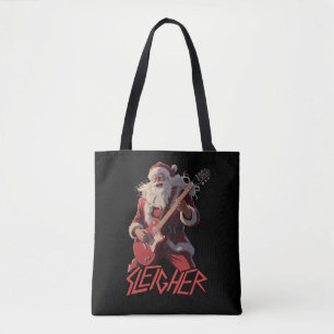 Funny Sleigher Metal Band Rock Santa Christmas Tote Bag