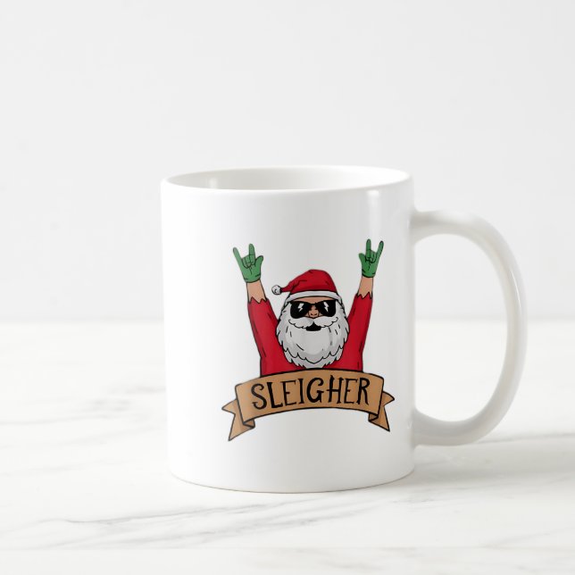 Funny Sleigher Rock N Roll Santa Claus Christmas  Coffee Mug (Right)