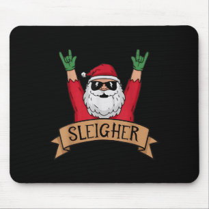 Funny Sleigher Rock N Roll Santa Claus Christmas Mouse Pad