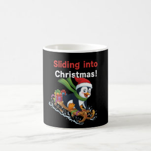  Funny Sliding into Christmas Cute Penguin Sleddin Magic Mug