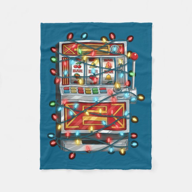 Funny Slot Machine Christmas Graphics Lights Lover Fleece Blanket (Front)