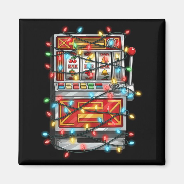 Funny Slot Machine Christmas Graphics Lights Lover Magnet (Front)