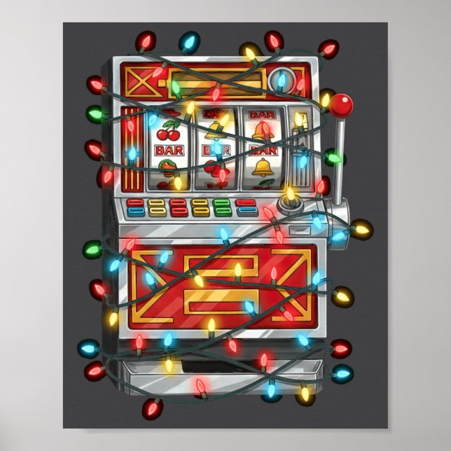 Funny Slot Machine Christmas Graphics Lights Lover Poster (Front)