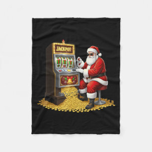 Funny Slot Machine Santa Christmas Graphic Casino Fleece Blanket