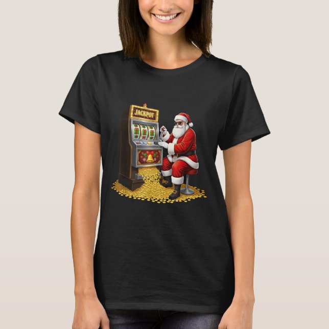 Funny Slot Machine Santa Christmas Graphic Casino  T-Shirt (Front)