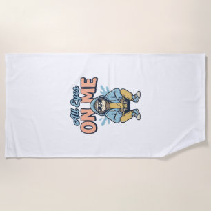 Funny Sloth All Eyes On Me Vintage Vector Design_1 Beach Towel