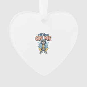 Funny Sloth All Eyes On Me Vintage Vector Design_1 Ornament
