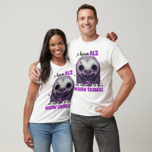 Funny Sloth Alzheimer's Awareness Purple Ribbon T-Shirt