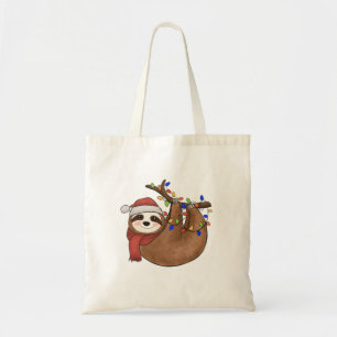 Funny Sloth Animal Santa Christmas Tote Bag