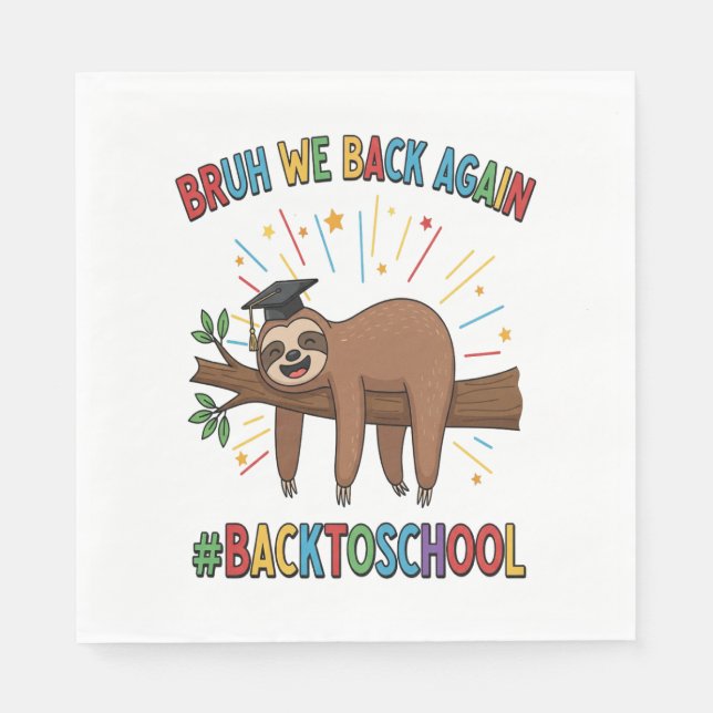 Funny Sloth Back to School Napkin (Front)