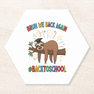 Funny Sloth Back to School Paper Coaster