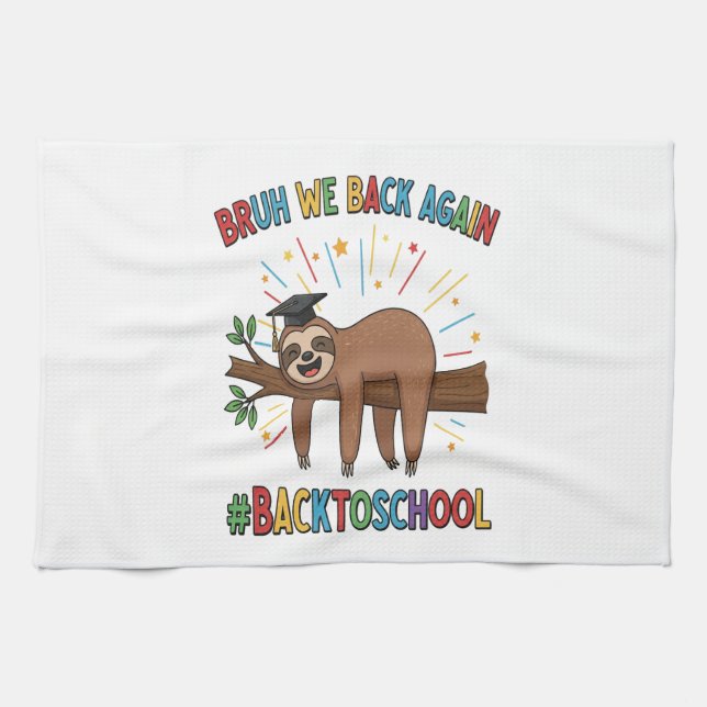 Funny Sloth Back to School Tea Towel (Horizontal)