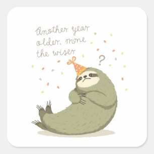 Funny Sloth Birthday Sticker - Sarcastic Vintage