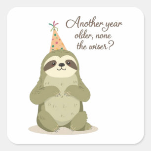 Funny Sloth Birthday Sticker - Sarcastic Vintage