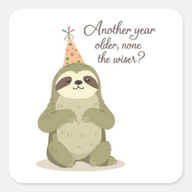 Funny Sloth Birthday Sticker - Sarcastic Vintage (Front)