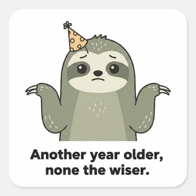 Funny Sloth Birthday Sticker - Sarcastic Vintage (Front)
