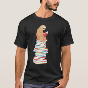 Funny Sloth Book Reading School Teacher Student Ne T-Shirt