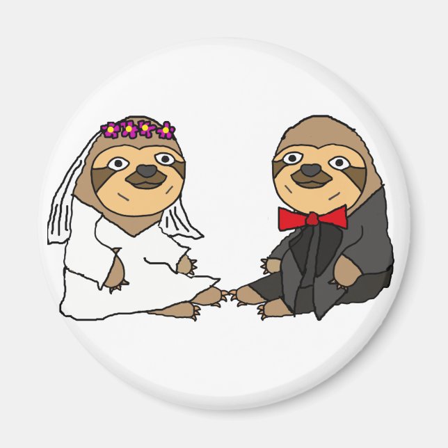 Funny Sloth Bride and Groom Wedding Magnet (Front)