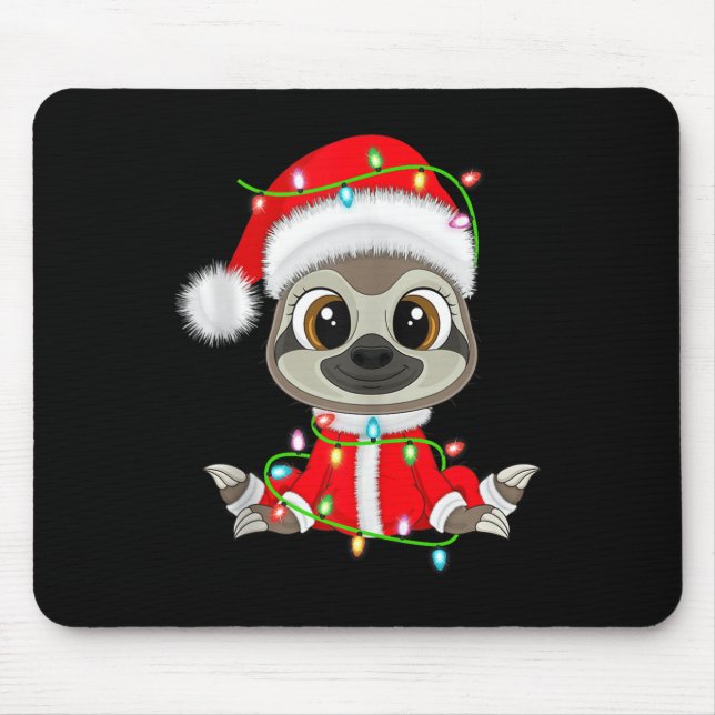 Funny Sloth Christmas Lights Santa Costume Cute An Mouse Pad (Front)