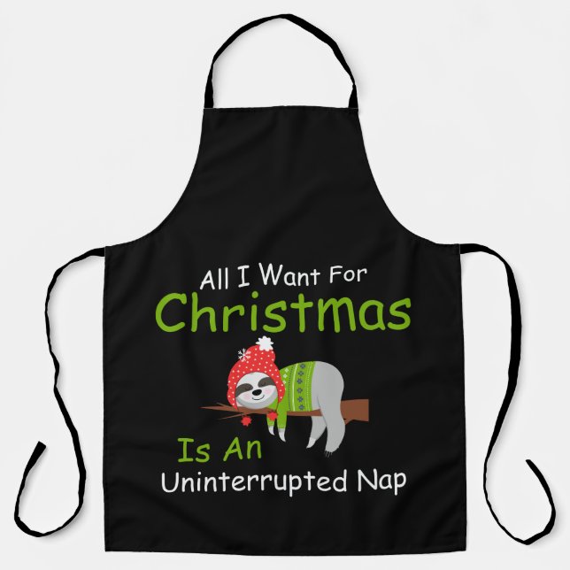 Funny Sloth Christmas Quote Nap Holiday Apron (Front)