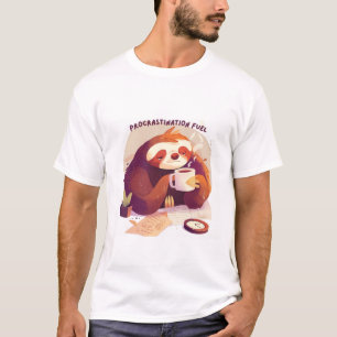 Funny Sloth Coffee T-Shirt – Procrastination Fuel