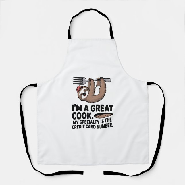 Funny Sloth Cook Hanging on a Fork Apron (Front)
