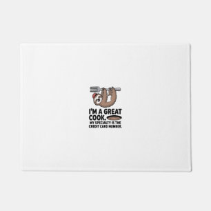 Funny Sloth Cook Hanging on a Fork Doormat
