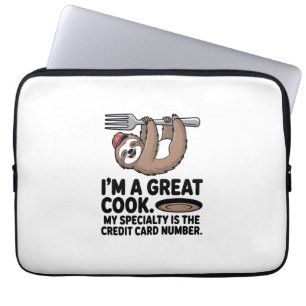 Funny Sloth Cook Hanging on a Fork Laptop Sleeve