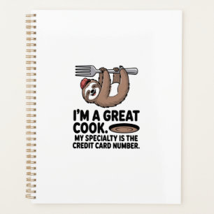 Funny Sloth Cook Hanging on a Fork Planner