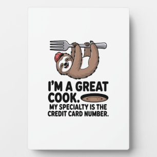 Funny Sloth Cook Hanging on a Fork Plaque