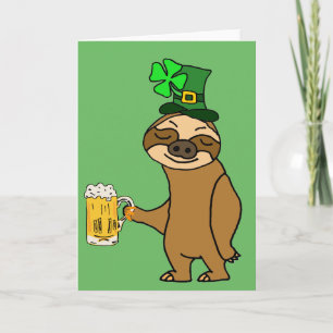 Funny Sloth Drinking Beer St. Patrick's Day Art Card