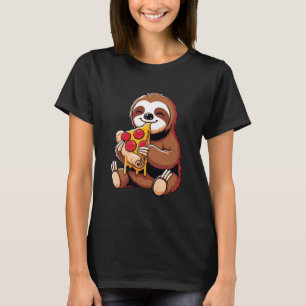 Funny Sloth Eating Pizza Graphic Boys Girls Women T-Shirt