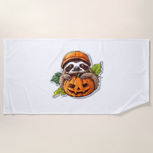 Funny Sloth eating Pizza, Kawaii Animal Lover Clas Beach Towel
