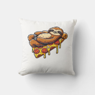 Funny Sloth eating Pizza, Kawaii Animal Lover Clas Cushion