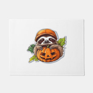 Funny Sloth eating Pizza, Kawaii Animal Lover Clas Doormat