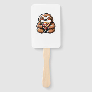 Funny Sloth eating Pizza, Kawaii Animal Lover Clas Hand Fan