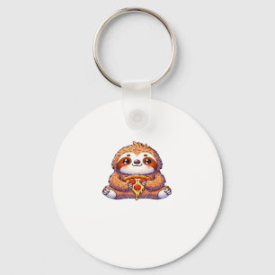 Funny Sloth eating Pizza, Kawaii Animal Lover Clas Key Ring