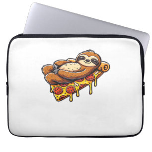 Funny Sloth eating Pizza, Kawaii Animal Lover Clas Laptop Sleeve