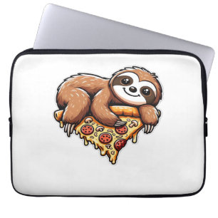 Funny Sloth eating Pizza, Kawaii Animal Lover Clas Laptop Sleeve