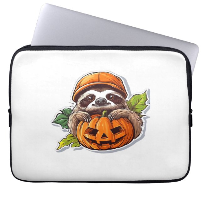 Funny Sloth eating Pizza, Kawaii Animal Lover Clas Laptop Sleeve (Front)