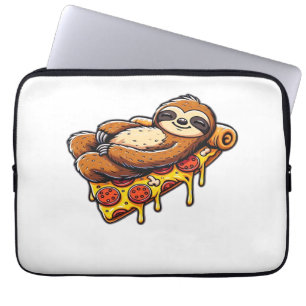 Funny Sloth eating Pizza, Kawaii Animal Lover Clas Laptop Sleeve