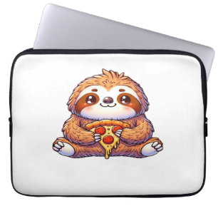 Funny Sloth eating Pizza, Kawaii Animal Lover Clas Laptop Sleeve