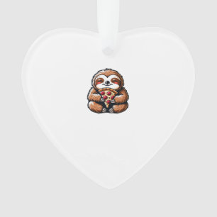 Funny Sloth eating Pizza, Kawaii Animal Lover Clas Ornament
