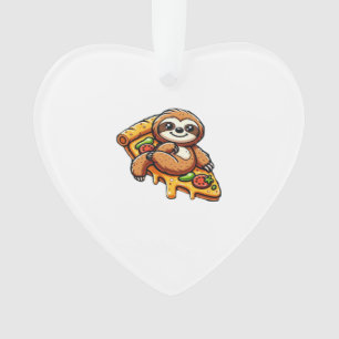 Funny Sloth eating Pizza, Kawaii Animal Lover Clas Ornament