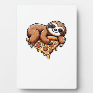 Funny Sloth eating Pizza, Kawaii Animal Lover Clas Plaque