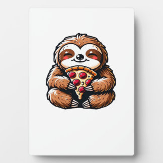 Funny Sloth eating Pizza, Kawaii Animal Lover Clas Plaque