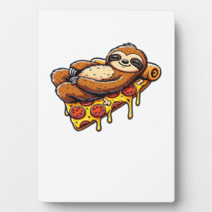 Funny Sloth eating Pizza, Kawaii Animal Lover Clas Plaque